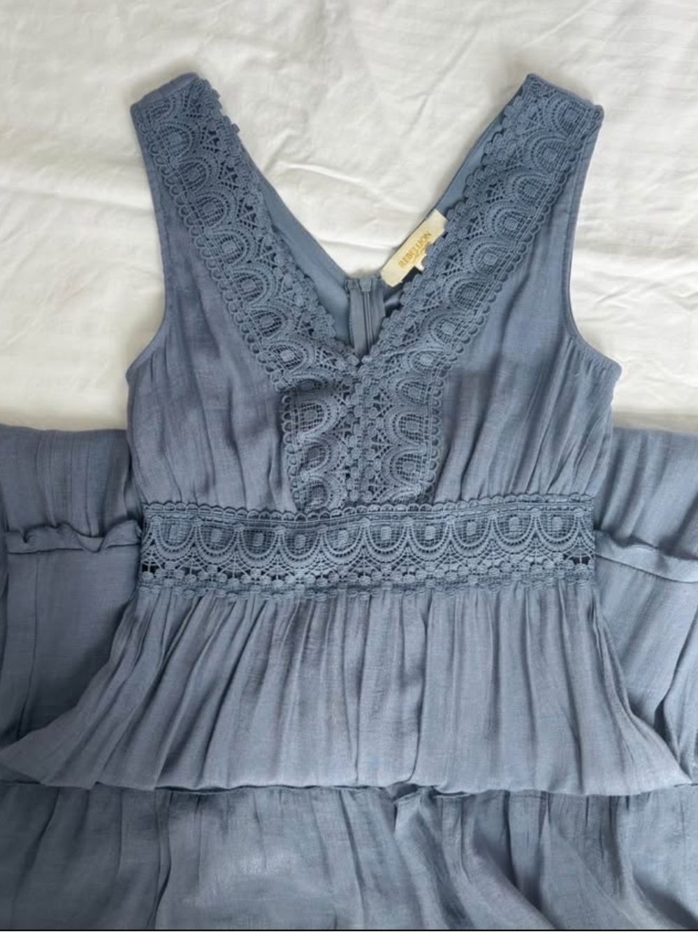 Summer Slate Blue Sleeveless Maxi Dress with V-Neck